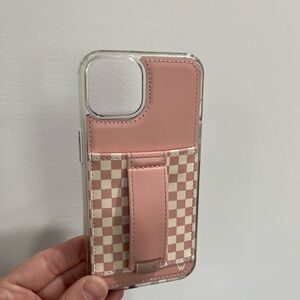 Walli Pink and Cream Checkered Phone Case iPhone 13/14